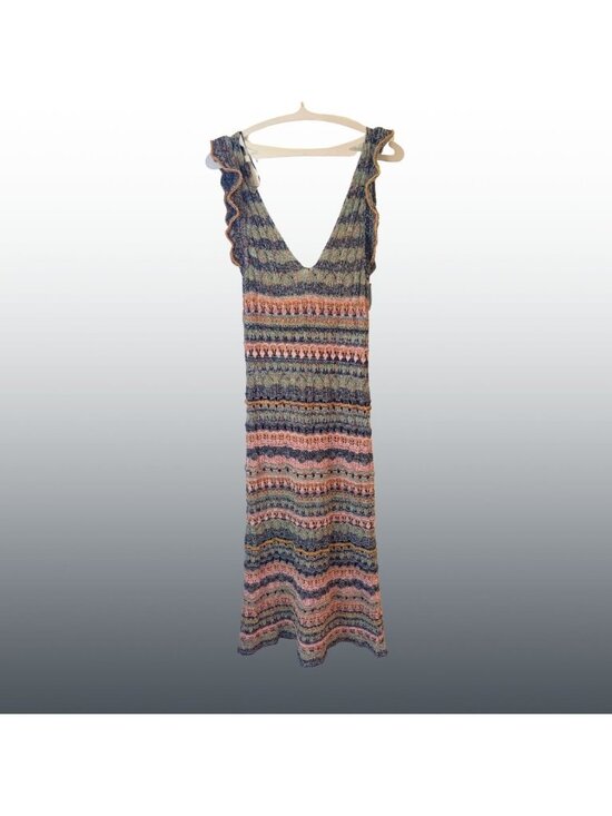 Zara Dresses & Skirts - Zara Pointelle Knit Maxi Dress Multicolor Size L